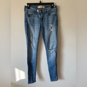 Light Blue Distressed Super Skinny Jeans Double Button Waist Size 5R